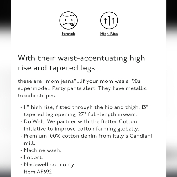 MADEWELL Jeans Blue Perfect Vintage Metallic Tuxedo Stripe Edition Denim Size 24 - Picture 6 of 13